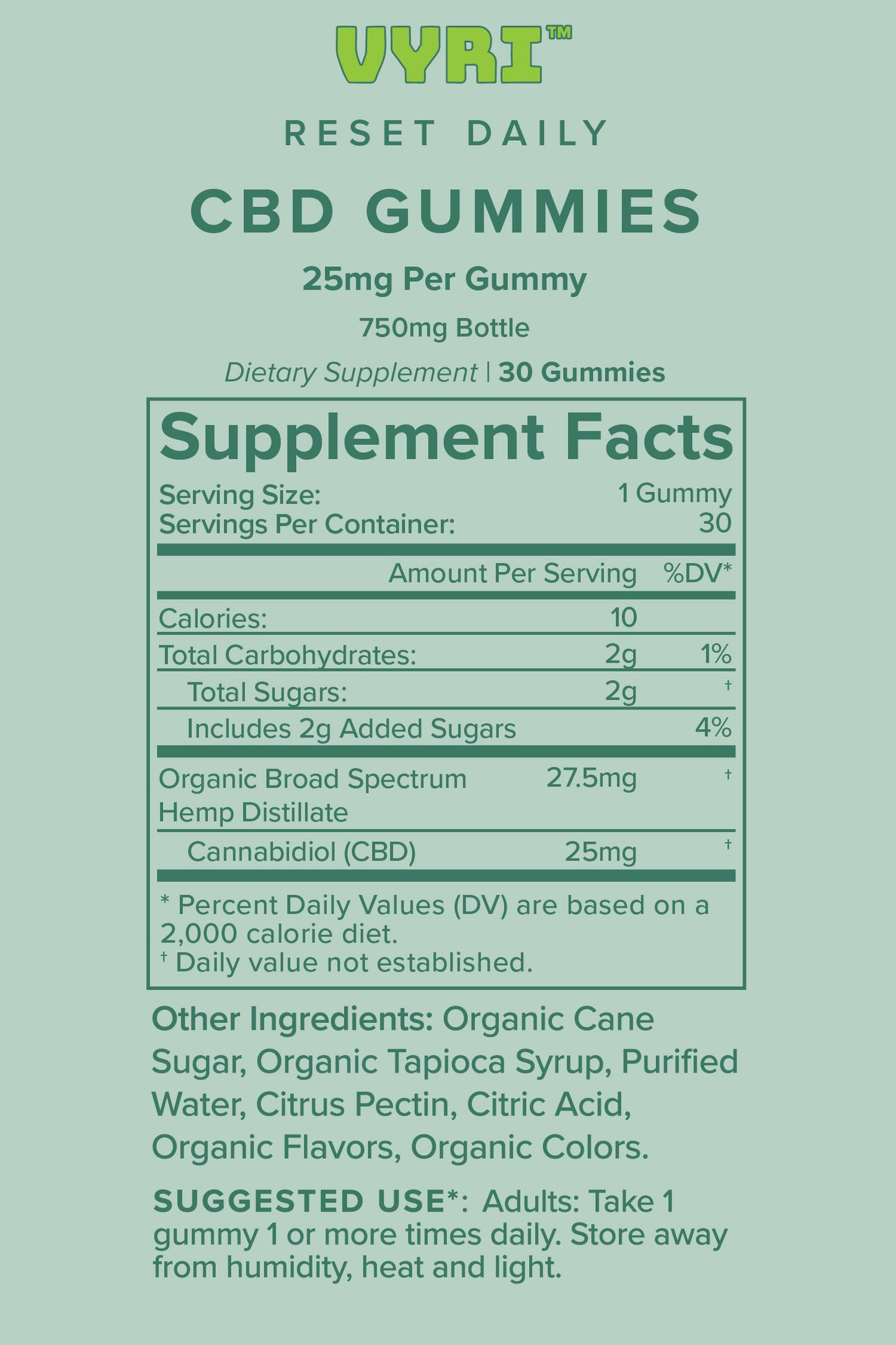 Reset Daily Gummies - 25mg CBD, THC-Free